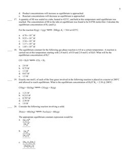 Gen Chem II Exam 2 Practice Problems | PDF | Chemical Equilibrium ...