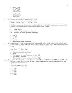 Gen Chem II Exam 2 Practice Problems | PDF | Chemical Equilibrium ...