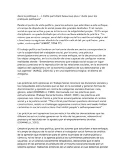 dans la politique (….). Cette part étant beaucoup plus r´duite pour les 
pratiques politiques” .
Desde el punto de vista polí