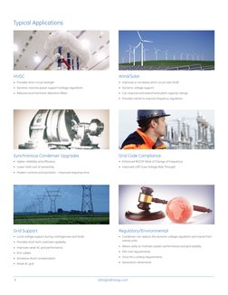 6
GEDigitalEnergy.com
Typical Applications
HVDC 
•	 Provides short circuit strength
•	 Dynamic reactive power support (voltag
