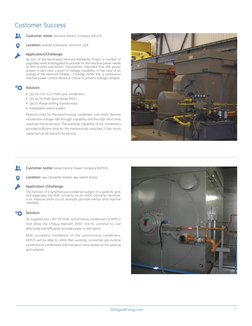 7
GEDigitalEnergy.com
Customer Success
Customer name: Vermont Electric Company (VELCO)
Location: Granite Substation, Vermont,