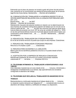 Estimando que el plazo de preaviso se iniciará a partir del primer día del próximo 
mes, ponemos en su conocimiento que desde