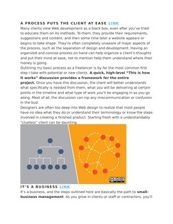 A PROCESS PUTS THE CLIENT AT EASE  LINK (http://www.smashingmagazine.com/2011/06/following-a-web-design-process/#a-process-pu