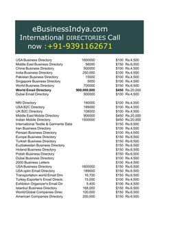 USA Business Directory
1600000
$100 Rs.4,500
Middle East Business Directory
56000
$150 Rs.6,500
China Business Directory
5000