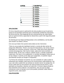 APLICACIÓN
El único requisito para la aplicación de esta prueba es que la persona 
posea la esc