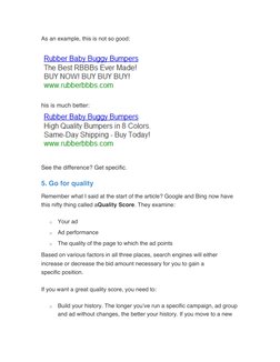 As an example, this is not so good: 
 
his is much better: 
 
 
  
See the difference? Get specific. 
5. Go for quality 
Reme