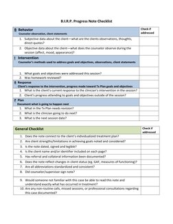BIRP Progress Note Checklist Guide | PDF