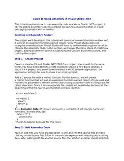 Guide to Using Assembly in Visual Studio .NET
This tutorial explains how to use assembly code in a Visual Studio .NET project