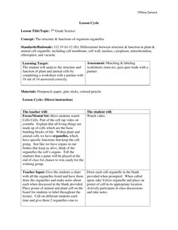 7th Grade Plant and Animal Cells Lesson | PDF | Cytoplasm | Vacuole