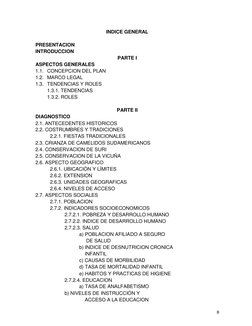 8 
 
INDICE GENERAL 
 
PRESENTACION 
INTRODUCCION 
PARTE I 
ASPECTOS GENERALES 
 
 
 
 
 
 
 
1.1. CONCEPCION DEL PLAN