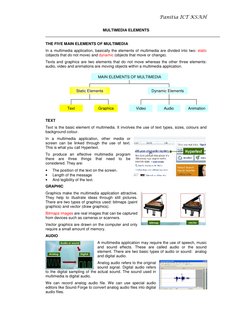 Panitia ICT KSAH 
MULTIMEDIA ELEMENTS 
 
THE FIVE MAIN ELEMENTS OF MULTIMEDIA 
In a multimedia application, basically the ele