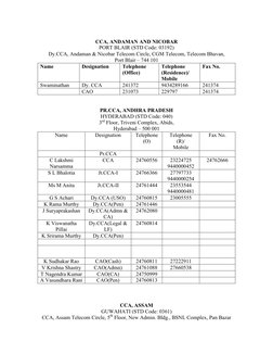 CCA Contact Information by Region | PDF | Economy Of India | Telephony