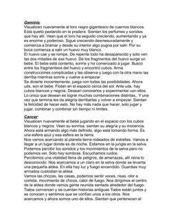 Geminis:
Visualicen nuevamente al toro negro gigantesco de cuernos blancos. 
Está quieto pastando en la pradera. Sientan los