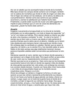 Así ven al caballo que los acompañó hasta el borde de la montaña. 
Mäs lejos divisan los campos donde lucharon con el dragón,