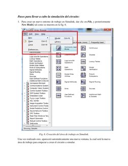 Pasos para llevar a cabo la simulación del circuito: 
1. Para crear un nuevo entorno de trabajo en Simulink, dar clic en File