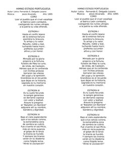 HIMNO ESTADO PORTUGUESA 
Autor: Letra: Fernando E. Delgado Lozano
Música: 
Jesús Alvarado.           Año: 1895
CORO
Loor al p