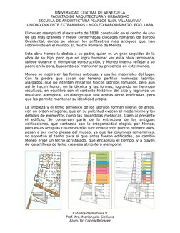 UNIVERSIDAD CENTRAL DE VENEZUELA
FACULTAD DE ARQUITECTURA Y URBANISMO
ESCUELA DE ARQUITECTURA “CARLOS RAÚL VILLANUEVA”
UNIDAD