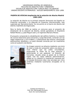 UNIVERSIDAD CENTRAL DE VENEZUELA
FACULTAD DE ARQUITECTURA Y URBANISMO
ESCUELA DE ARQUITECTURA “CARLOS RAÚL VILLANUEVA”
UNIDAD