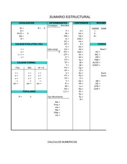 SUMARIO ESTRUCTURAL
LOCALIZACION
DETERMINANTES
CONTENIDOS
RESUMEN DEL ENFOQUE
Complejos
Sencillos
W =
R =
0
Lamina
Localizaci