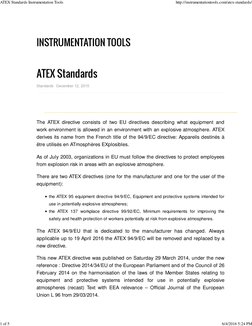 INSTRUMENTATION TOOLS
ATEX Standards
The ATEX directive consists of two EU directives describing what equipment and
work envi