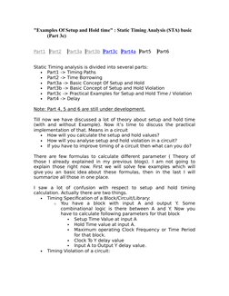 Setup and Hold Time Analysis Examples | PDF | Electronic Circuits ...