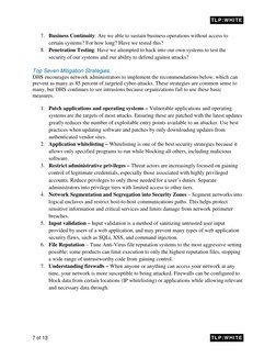 TLP:WHITE   
7 of 13 
 
TLP:WHITE   
7. Business Continuity: Are we able to sustain business operations without access to