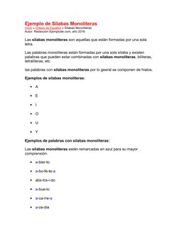 Ejemplo de Sílabas Monolíteras
Inicio  (http://www.ejemplode.com/)» Clases de Español  (http://www.ejemplode.com/12-clases_de
