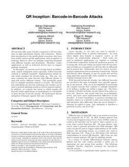 QR Inception: Barcode-in-Barcode Attacks
Adrian Dabrowski
SBA Research
Vienna, Austria
adabrowski@sba-research.org
Katharina