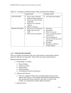 SOLIDS NOTES 10, George G. Chase, The University of Akron 
 
Table 10-1.  Advantages and Disadvantages of Mass and Funnel Flo