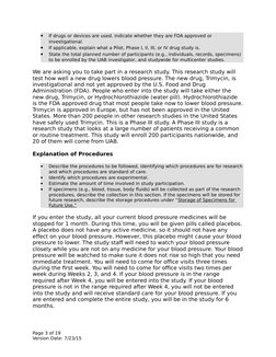 
If drugs or devices are used, indicate whether they are FDA approved or 
investigational.

If applicable, explain what a P