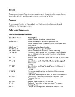 Scope
This procedure specifies minimum requirements for performing inspection to 
assure the client’s quality requirements pe