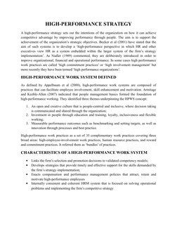 HIGH-PERFORMANCE STRATEGY
A high-performance strategy sets out the intentions of the organization on how it can achieve
compe