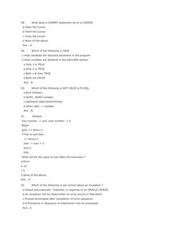 TCS Database Interview Questions Guide | PDF | Pl/Sql | Sql