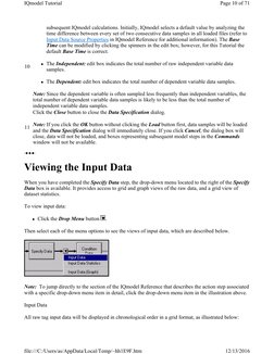 Viewing the Input Data
When you have completed the Specify Data step, the drop-down menu located to the right of the Specify