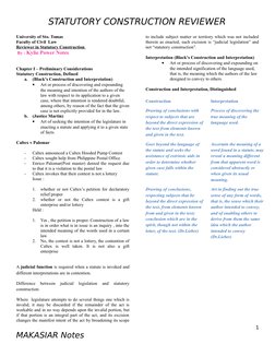 STATUTORY CONSTRUCTION REVIEWER
University of Sto. Tomas
Faculty of Civil  Law
Reviewer in Statutory Construction 
 By : Kyli