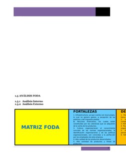 1.5 ANÁLISIS FODA
1.5.1 Análisis Interno
1.5.2 Análisis Externo
MATRIZ FODA
FORTALEZAS
1. Infraestructura, ya que cuenta con