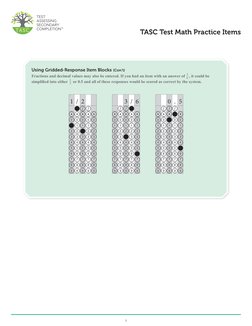 ii
TASC Test Math Practice Items
Using Gridded-Response Item Blocks (Con’t)
Fractions and decimal values may also be entered.