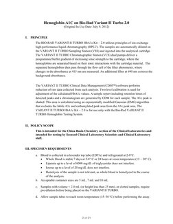 Variant II Turbo Instruction Manual | PDF | Glycated Hemoglobin | High ...