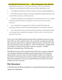 LECTURE NOTE FOR BCA-Ist Year ---- Office Management Tools (BCA106)
applications should run in what order and how much time s