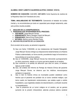 ALUMNA: HEIDY LIZBETH CALDERON ALVITES; CODIGO: 101613i.
NÚMERO DE CASACIÓN: CAS.NRO. 2611-2015; Corte Suprema de Justicia de