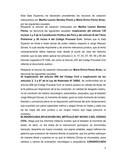 Esta  Sala  Suprema,  ha  declarado  procedentes  los  recursos  de  casación
interpuestos por Martha Leonor Benites Flores y
