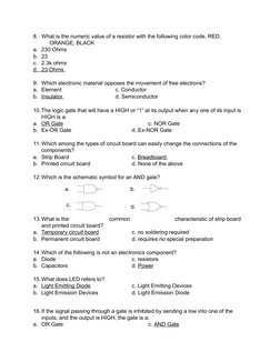 Basic Electronics Q&A Guide | PDF | Resistor | Electronic Component