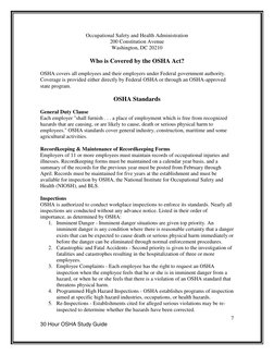 7 
30 Hour OSHA Study Guide  
 
Occupational Safety and Health Administration 
200 Constitution Avenue 
Washington, DC 20210