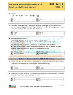 Class 7 IMO Level 2 Sample Paper PDF | PDF | Fraction (Mathematics ...