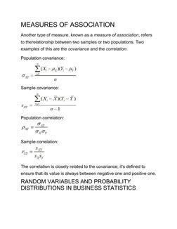 MEASURES OF ASSOCIATION 
Another type of measure, known as a measure of association, refers 
to therelationship between two s