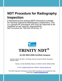 Radiography Test Inspection Free NDT Sample Procedure 1 4 | PDF ...