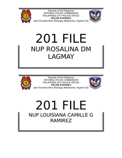 Republic of the Philippines
NATIONAL POLICE COMMISSION
PHILIPPINES CITY POLICE OFFICE
POLICE STATION 6
Jake Gonzales Blvd. Ba