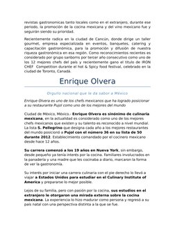 revistas gastronomicas tanto locales como en el extranjero, durante ese
periodo, la promoción de la cocina mexicana y del vin