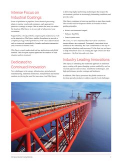 Olin Epoxy Industrial Coating Materials	
3
Intense Focus on  
Industrial Coatings
From oil platforms to pipelines, from chemi