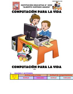 INSTITUCIÓN EDUCATIVA N° 3050
“ALBERTO HURTADO ABADÍA”
V
VALORES Y ACTITUDES
Valores
DE LA
I.E
Actitud ante el área
Actitud d